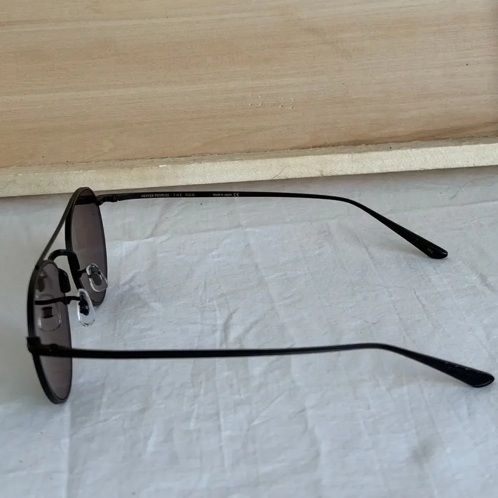 Oliver Peoples x The Row Nighttime Titanium Aviators Matte Black / Grey Lens